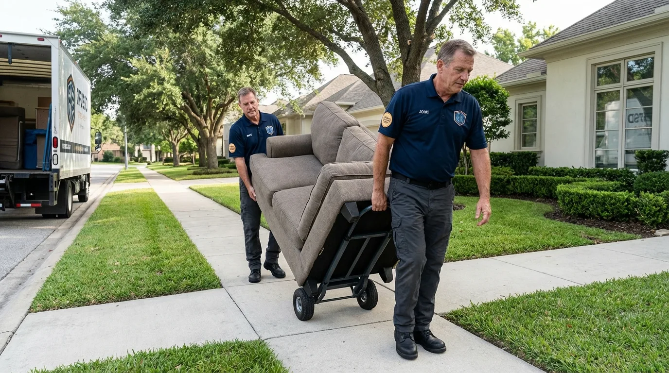 Local residential moving crew loading furniture in Linneus, MO
